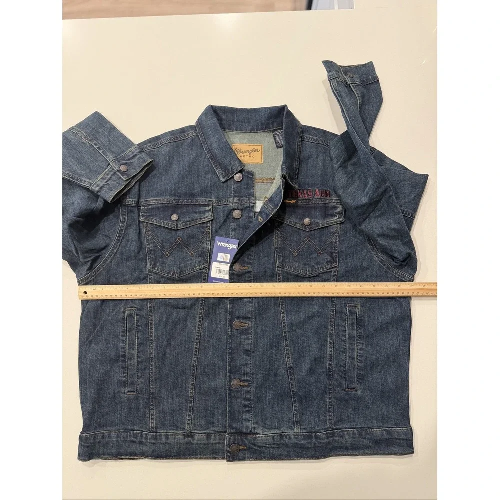Wrangler Retro Texas A&M Embroidered Denim Jacket Mens XXL Blue WRUJ11180
